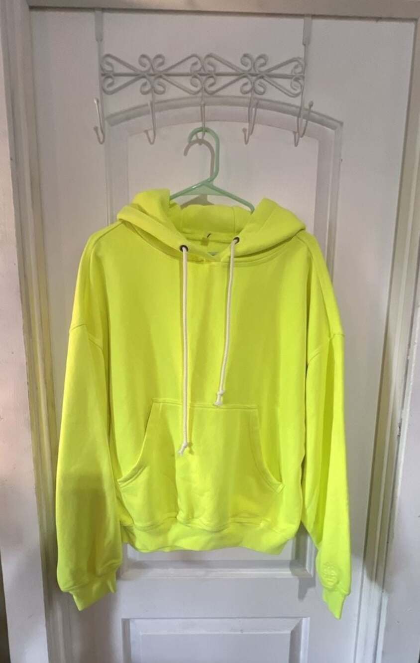 NWOT Free People Movement Neon Yellow Lime Green Hoodie Sweatshirt Size XS